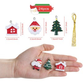 GWHOLE 24 Pcs Christmas Pendant Charm Mini Christmas Tree Ornaments Set, Santa Clause, Snowman Ornaments Resin Charm Xmas Decoration Ornament DIY Craft