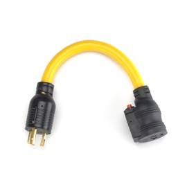 ACKING Works Protective Adapter- Household Connector with 20Amp Circuit Breaker (L5-30 30A 3-Prong Locking Plug)