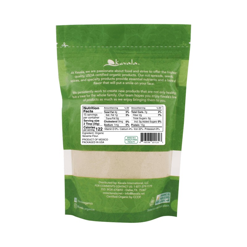 Kevala Organic Sesame Flour - 16 oz – 1 LB