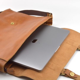 Stylish Buff Leather Messenger Bag - Leather Laptop bag