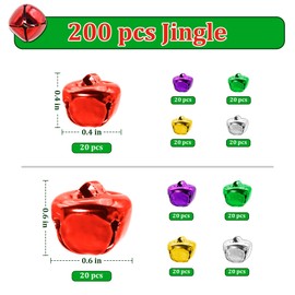 200 Pieces Jingle Bells for Craft DIY Craft Bells Multi-Color Bulk DIY Bells for Home Decoration Christmas Jingle Bell, Cheerful Sound Craft Bells for Wreath Holiday Home and Christmas Decoration
