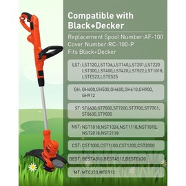 SNOKAY AF100 Replacement Spool for Black & Decker Trimmers, 30-Foot, 0.065-Inch, Compatible with GH900, GH600, GH610, includes 8 Spools, 2 Caps, 2 Springs