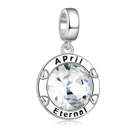 AMATOLOVE April Birthstone Charms for Bracelets Womens Bead Charm Mum Daughter Birthday Gifts Eternal Wedding Anniversary Charm