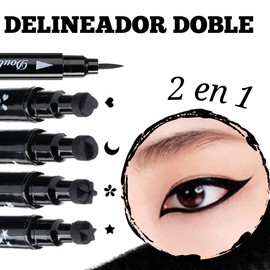 Delineador De Ojos Negro Plumón Y Sello De Figuras Belleza - Delineadores de figuras corazon luna estrella delineador de ojos negro plumon sello de figuras para rostro (MOD 3)