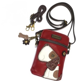 Chala Charming Cell Phone Crossbody (Burgundy with Dog Bone Charm)
