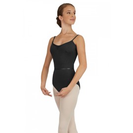 Capezio Pinch Front Camisole Leotard For Women, Stylish Dance & Gymnast Leotard With Elegant Detailing and Camisole Straps, Dance Leotard Women Can Wear For Ballet & Other Dance Styles - Black, S (Small)