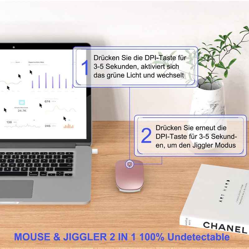 Azmall Wireless Bluetooth Mouse 5.2/3.0 & USB-A/Type-C 2-in-1 Receiver -