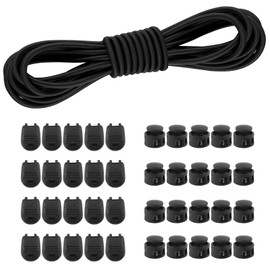 10 M Elastic Cord, 3 Mm Bungee Cord, With 30 Cord Stoppers And Cord Clips, Round Elastic Rope for Camping And Diy Projects