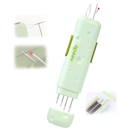 New Upgraded 3 in 1 Automatic Needle Threaders Seam Ripper with Magnetic Storage Needle Box,Needle Threaders Quick Sewing Kit (Green)
