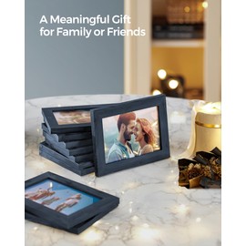 SONGMICS 4x6 Collage Picture Frames, 10-Pack Photo Collage Frame for Wall Decor, Glass Front, Assembly Required, Navy Blue URPF020Q01