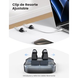5 Piezas Organizador de Cables, Lamicall Ajustable Canaletas para Cables - Clip Cable, Cable Mana...
