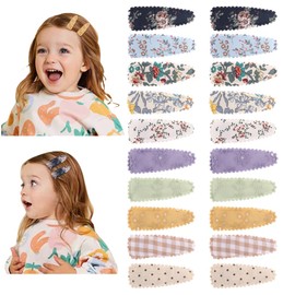 JIAHANG 20PCS Baby Girls Floral Print Hair Clips in Pair, Cotton Snap Hairpins Non Slip Barrettes Thin Hair Accessories Set for Toddlers Kids (color B)