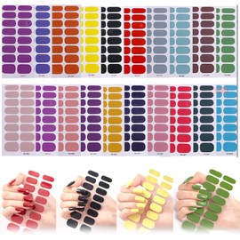 20 láminas de pegatinas de uñas gel impermeables estilo sencillo tiras uñas gel cobertura total con lima pegatinas seguras para decoración (sin luz UV).Diseño práctico