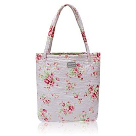 Ringarose Reversible Quilted Floral Cotton Handbag Shoulder Bag Shopper Reusable Shopping Book Grocery Bag - Rosie Posie