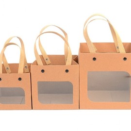 Window Design Smile Packaging Gift Bag Transparent Window Cute Party Souvenir Wrapping Paper Gift Box 5ea