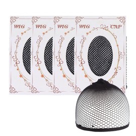 Akkerds Black Wig Net, Set of 4, Mesh, Bundle, Cosplay