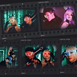 Jinnal Cyberpunk Luminous Glasses, Future, 7 Colors, LED Glasses, Party Glass, Cosplay, Sorry, Sunglasses, Mirai Glasses, Funny Glasses, Photography Prop, 11 Modes (A Cyberpunk)