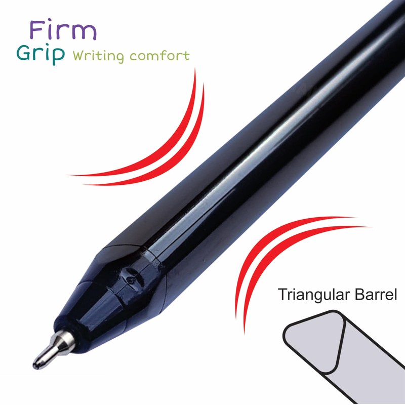 TrioSRTnRT Retractable Ballpoint Pens, BLACK, Fine Point (0.7mm), Pack of
