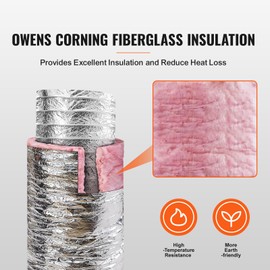 Happybuy Dryer Vent Hose 4'' 25FT Long, Insulated Flexible, 2 Clamps, Heavy-Duty for HVAC, R-6.0 Flame Resistance Value