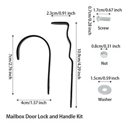 Mailbox Latch and Handle Kit, Thickened Metal Mailbox Door Replacement Parts with Anti-Loosening Nuts & Washers Easy Install for Secure Repair (Black)