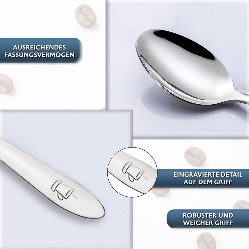 Small Coffee Spoon, Stainless Steel, 48 Pieces, 10 cm, Suitable