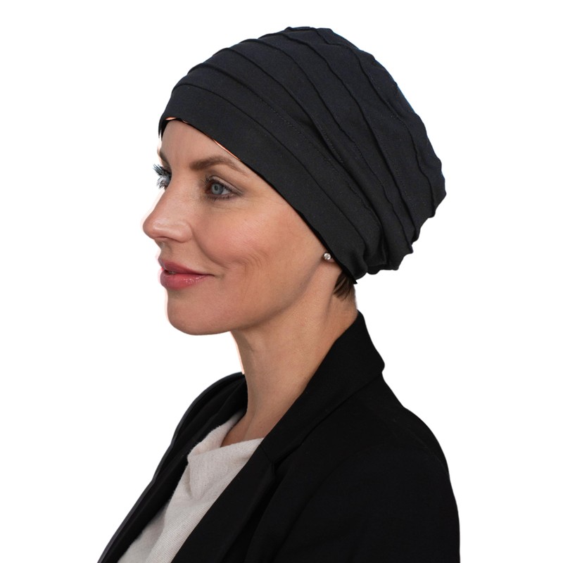 Deresina Harmony Volume Headwear Bamboo Chemo Hat for Women, black,
