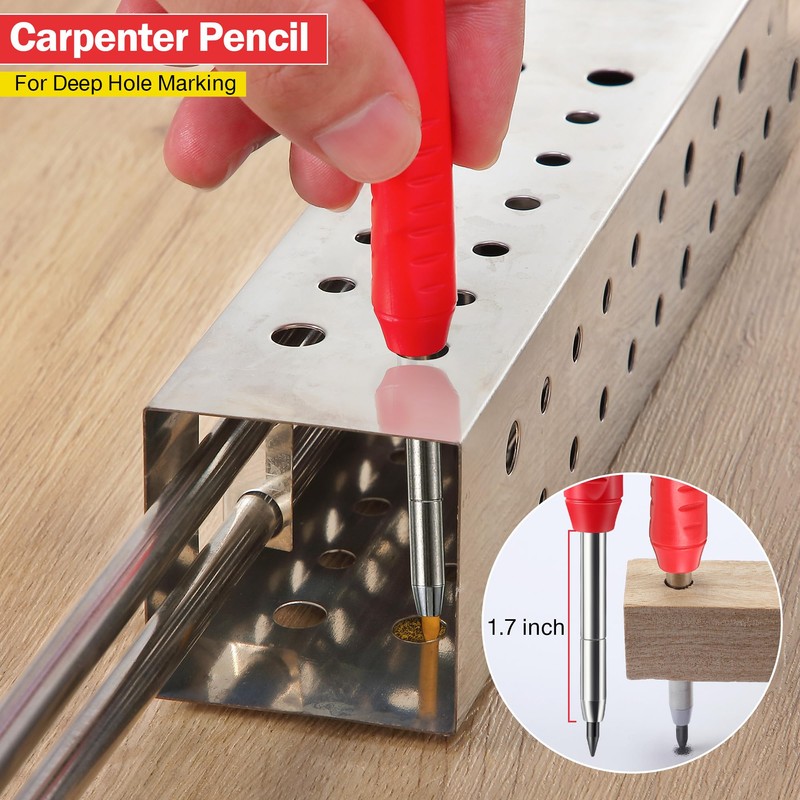 Hiboom 3 Pack Solid Carpenter Pencil with 21 Refill, Long
