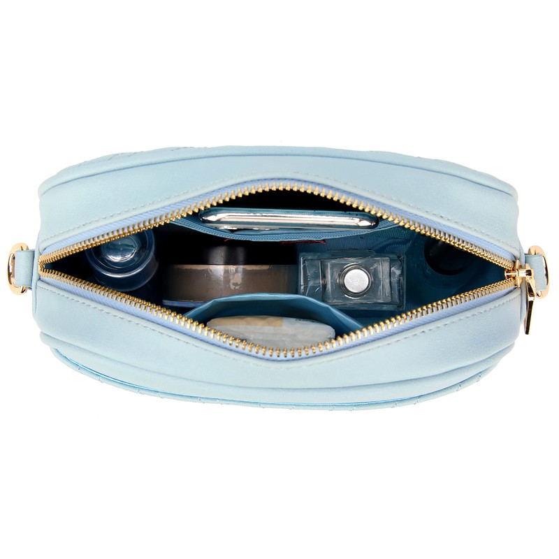 lola mae Bolso bandolera acolchado, diseño moderno, Gris azulado