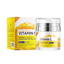 Vitamin C Aufhellende Gesichtscreme, Aufhellende Tagescreme, Facial Cream, für strahlenden Teint, Feuchtigkeitsspendende Creme gegen Pigmentflecken, Anti-Aging Pflege für gleichmäßigen Hautton