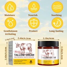 120g Honey Butter Moisturizer, Tallow Honey Cream, Beef Tallow Moisturizer, Soothing Repair, Long-lasting Moisturizing, Mild and Non-irritating