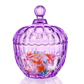 kanpura Large Glass Candy Jar with Lid, Cookie Jar Food Storage Container for Kitchen Counter, Apothecary Jar for Cotton Pads, Floss Picks, Dishwasher Safe, 22 oz, 650ml (Purple)