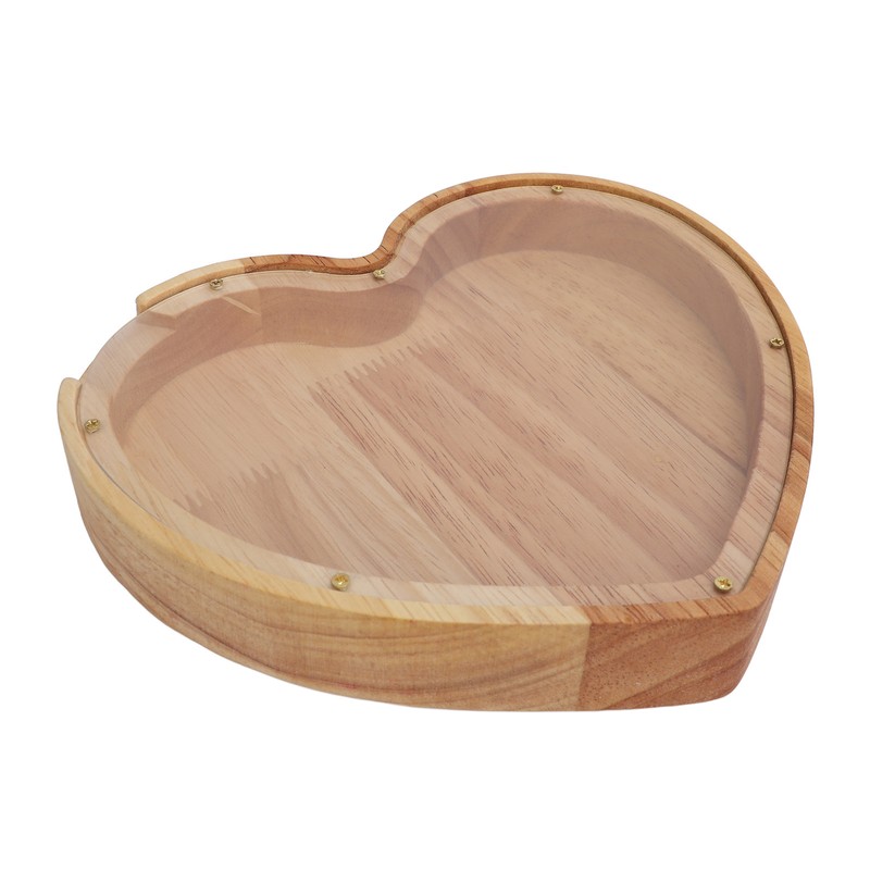 Heart Shaped Storage Box Transparent Acrylic Panel Wooden Display Case