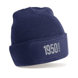D Design Invent Print! 75th Birthday Gift Hat for Men Women Vintage Beanie Keepsake Age 75 Present Gift Idea One Size Fits All (Acrylic, Blue)