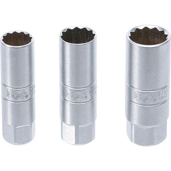 BGS 6858 | Spark Plug Socket Set 12-Point | 10 mm (3/8") Drive | 14 - 16 - 18 mm | 3 pcs.