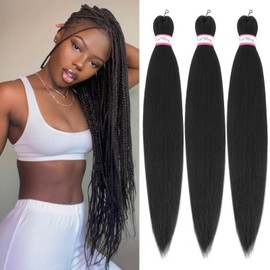 Col bling Braiding Hair Pre Stretched 28 Inch 3 Packs Long Braid Hair Extensions for Women Box Braids Hair Pre-Stretched Yaki Texture Professional Synthetic Knotless 1B#
