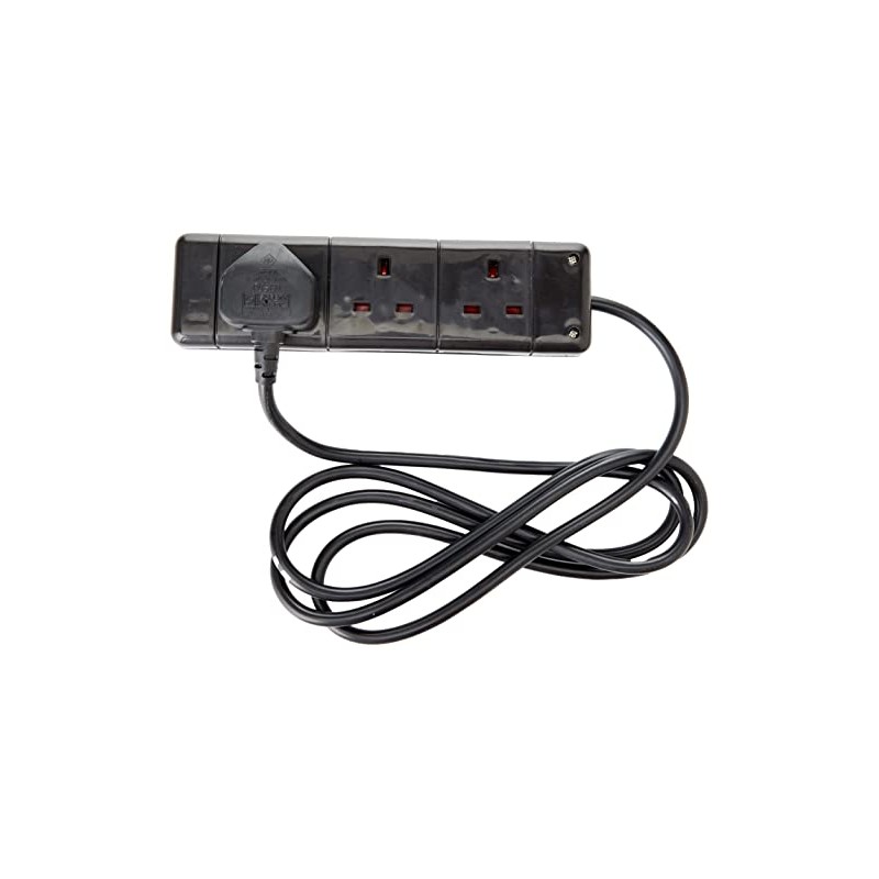 PRO ELEC - Extension Lead, 3 Socket, 2 Metres (Black)