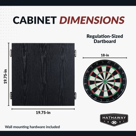 Winchester Dartboard Cabinet with Sisal Fiber for Steel Tip Darts - Black Finish