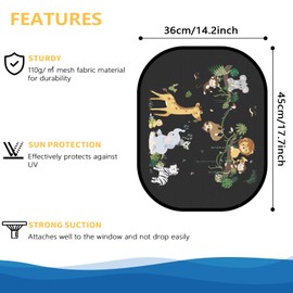 2 Stück Sonnenschutz Auto Baby mit UV Schutz,Fenster Sonnenschutz Seitenscheibe Tier Motiven Autofenster für Personenkraftwagen -17.7 * 14.3in