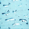 Organic Cotton Muslin Swaddle - Watercolour Whales Aquatic Blue