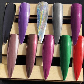 EnMart Gold Chrome Nail Powder, 24 Farben Glitzer für Nägel, Chrom Nagelpulver, Transparent Aurora Shimmer Chrome Pigment Pulver für Nägel, Nails Spiegeleffekt-Glitter Nagelkunst-Pulver für DIY-Salon