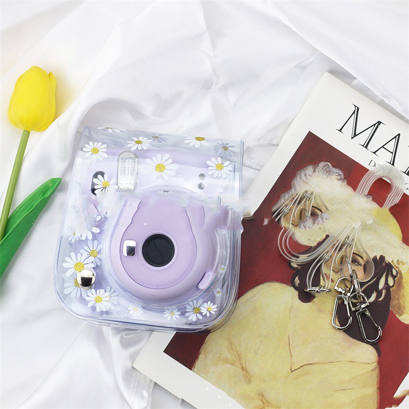 Instant Camera Bag for Mini8 9 11 Transparent Daisy Print