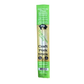 Craft Pork Meat Stick, High Protein Snack Sticks, Thai Green Curry Flavor, 20 X 1 oz. Sticks, 50 Calories, 7g Protein, Soy-Free, Gluten-Free, Waygu of Pork - Big Fork