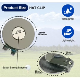 Adhere 2pcs Golf Hat Clip Golf Ball Marker Holder Magnetic Golf Cap Clips Without Ball Marker (Black Nickel)