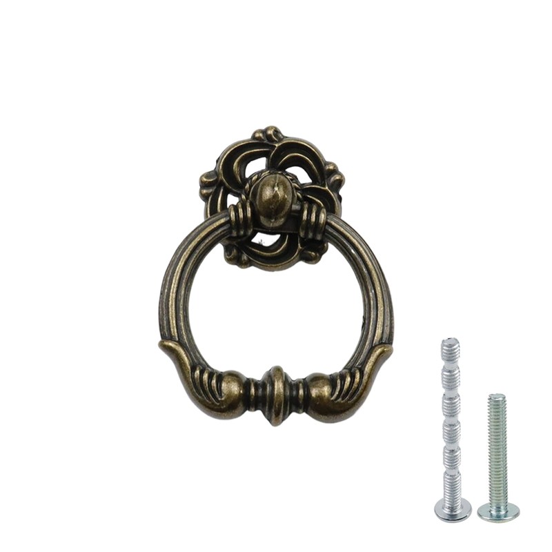 WDONAY 6-Pack Antique Brass Ring Pulls 2.17" in Diameter Oval