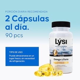 Lysi Omega-3 Forte 90 Cápsulas Aceite de Pescado, 1030 mg de EPA+DHA | Aceite de Pescado 100% Salvaje y Sustentable, Importado de Islandia.