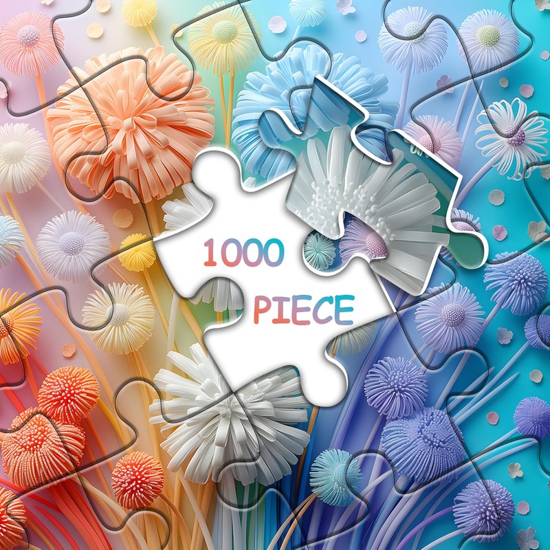 Flower Puzzles for Adults 1000 Pieces, Impossible Floral Puzzles, Colorful