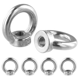 QWORK® 6 Pcs Ring Nuts M12 304 Stainless Steel Ring Eye M12 Eye Bolts Lifting Accessories