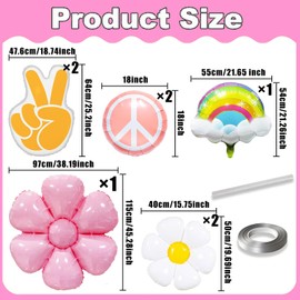 8pcs Groovy Retro Hippie Balloons Hippie Party Decorations Hippie Birthday Decorations Groovy Balloons Boho Bohemia Groovy Party Decoration Daisy Groovy Birthday Decoration Hippie Theme Party Decor