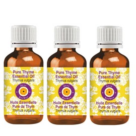 Deve Herbes Pure Thyme Essential Oil (Thymus vulgaris) Steam Distilled (Pack of Three) 100ml X 3 (10 oz)