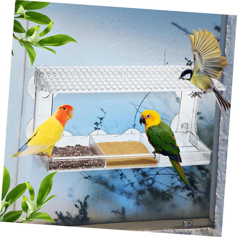 Mipcase Clear Window Bird Feeder with Suction Grip Sturdy and